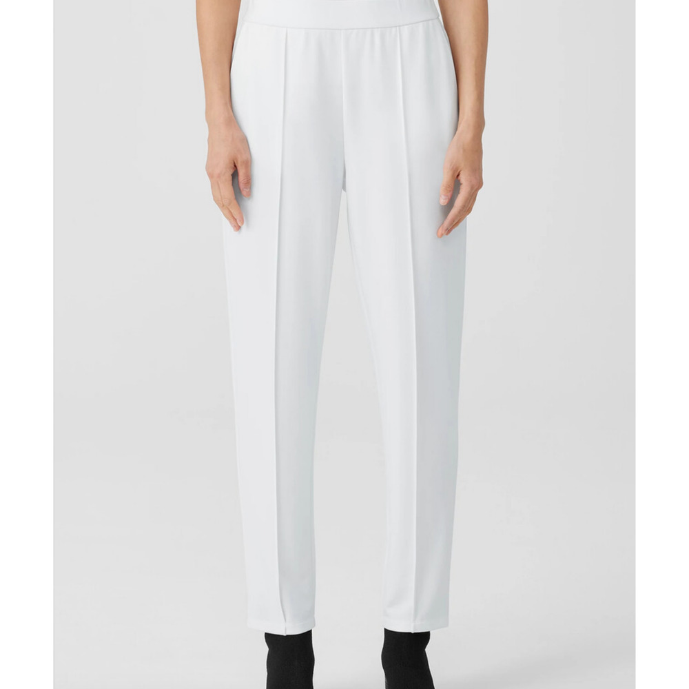 Eileen Fisher Pants XXS Ivory Washable Flex Ponte Pintuck Ankle Pockets